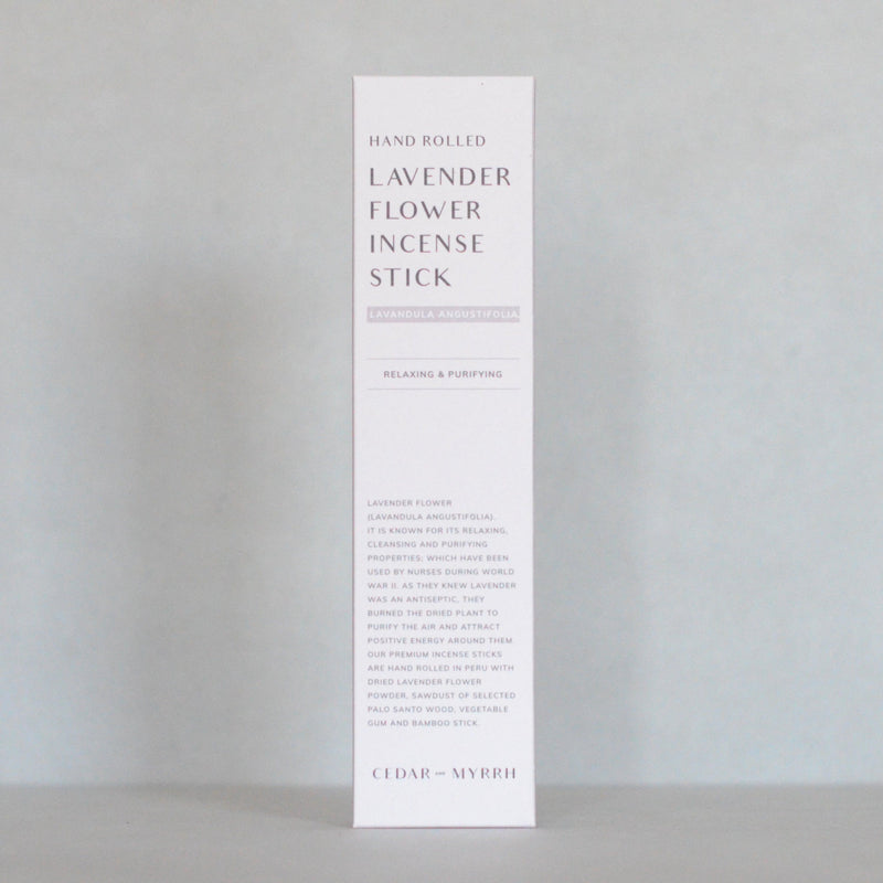 Cedar and Myrrh | Hand Rolled Lavender Flower Incense Stick